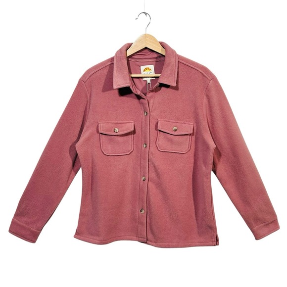 C&C California Womens Fleece Button Down Shirt Size M Soft Pink Cozy Warm Fabric - Picture 3 of 9